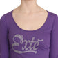 Purple Exte Crystal Embellished Long Sleeve Top Blouse