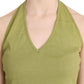 GF Ferre Green Halter Cotton Sleeveless Casual Tank Top Blouse