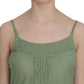 PINK MEMORIES Green Silk Spaghetti Strap Tank Top Blouse