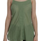 PINK MEMORIES Green Silk Spaghetti Strap Tank Top Blouse
