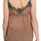 PINK MEMORIES Brown Lace Spaghetti Strap Tank Top Blouse