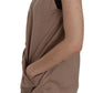 PINK MEMORIES Brown 100% Cotton Sleeveless Cardigan Top Vest