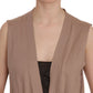 PINK MEMORIES Brown 100% Cotton Sleeveless Cardigan Top Vest