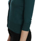 PINK MEMORIES Blue Green Cotton 3/4 Sleeve Cardigan Top Blouse
