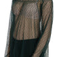 PINK MEMORIES Green Mesh See Through Long Sleeve Top Blouse
