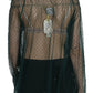 PINK MEMORIES Green Mesh See Through Long Sleeve Top Blouse