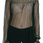 PINK MEMORIES Green Mesh See Through Long Sleeve Top Blouse