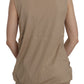 PINK MEMORIES Brown 100% Cotton Sleeveless Cardigan Top Vest