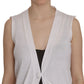 PINK MEMORIES White 100% Cotton Sleeveless Cardigan Top Vest