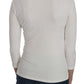 Exte White Printed Turtle Neck 3/4 Sleeve Top Cotton Blouse