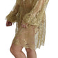 Dolce & Gabbana Gold Lace See Through A-Line Knee Length Dress