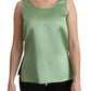 Dolce & Gabbana Green Sleeveless 100% Silk Top Tank Blouse