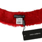Dolce & Gabbana Red Fur Neck Collar Wrap Lambskin Scarf