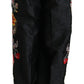 Dolce & Gabbana Black Brocade Floral Sequined Beaded Pants