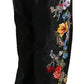 Dolce & Gabbana Black Brocade Floral Sequined Beaded Pants