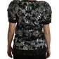 Dolce & Gabbana Black Sequined Crystal Embellished Top Blouse