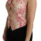 Dolce & Gabbana Pink Gold Brocade Waistcoat Vest Blouse Top
