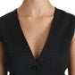 Dolce & Gabbana Black Dotted Waistcoat Vest Blouse Top