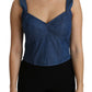 Dolce & Gabbana Blue Sleeveless Bustier Blouse Cotton Top
