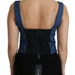 Dolce & Gabbana Blue Sleeveless Bustier Blouse Cotton Top