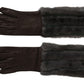 Dolce & Gabbana Brown Mid Arm Length Leather Fur Gloves