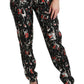 Dolce & Gabbana Black Silk Instrument Mid Waist Pants