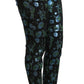 Dolce & Gabbana Blue Green Floral Metallic Slim Pants