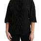 Dolce & Gabbana Black Silk Shirt Ruffled Top Blouse