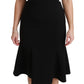Dolce & Gabbana Black Fit Flare Wool Stretch Sheath Dress