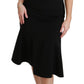 Dolce & Gabbana Black Fit Flare Wool Stretch Sheath Dress