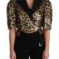 Dolce & Gabbana Blazer Gold Leopard Sequined Jacket