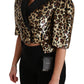 Dolce & Gabbana Blazer Gold Leopard Sequined Jacket