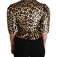 Dolce & Gabbana Blazer Gold Leopard Sequined Jacket