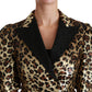 Dolce & Gabbana Blazer Gold Leopard Sequined Jacket