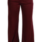 Dolce & Gabbana Black Lace High Waist Wide Leg Maroon  Pants