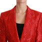 Dolce & Gabbana Red Floral Angel Blazer Coat Jacket