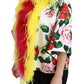 Dolce & Gabbana White Floral Coat Capte Fur Roses Jacket