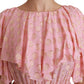 Dolce & Gabbana Silk Pink Polka Dots Pleated A-line Midi Dress