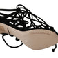Dolce & Gabbana Black Suede Strap Stilettos Shoes Sandals