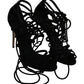 Dolce & Gabbana Black Suede Strap Stilettos Shoes Sandals