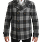 Dolce & Gabbana Gray Check Wool Cashmere Coat Jacket