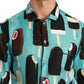 Dolce & Gabbana Blue Silk Ice Cream Print Casual Shirt