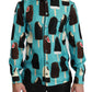 Dolce & Gabbana Blue Silk Ice Cream Print Casual Shirt
