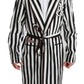 Dolce & Gabbana Black Coat Nightgown  White Cotton Robe