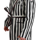 Dolce & Gabbana Black Coat Nightgown  White Cotton Robe