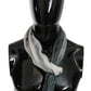 GF Ferre Gray Wool Viscose Foulard Patterned Branded Scarf