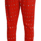 Dolce & Gabbana Red Piggy Bank Cotton Crystal Trousers Pants