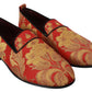 Dolce & Gabbana Red Gold Brocade Slippers Loafers Shoes