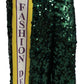 Dolce & Gabbana Green Sequin Trousers Queens Angel Pants
