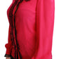 Dolce & Gabbana Pink Silk Black Sequin Lace Shirt Blouse